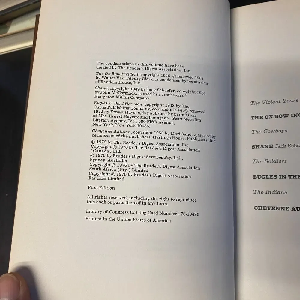 The Best of the West Volume 2 Reader's Digest Condensed Book 1976